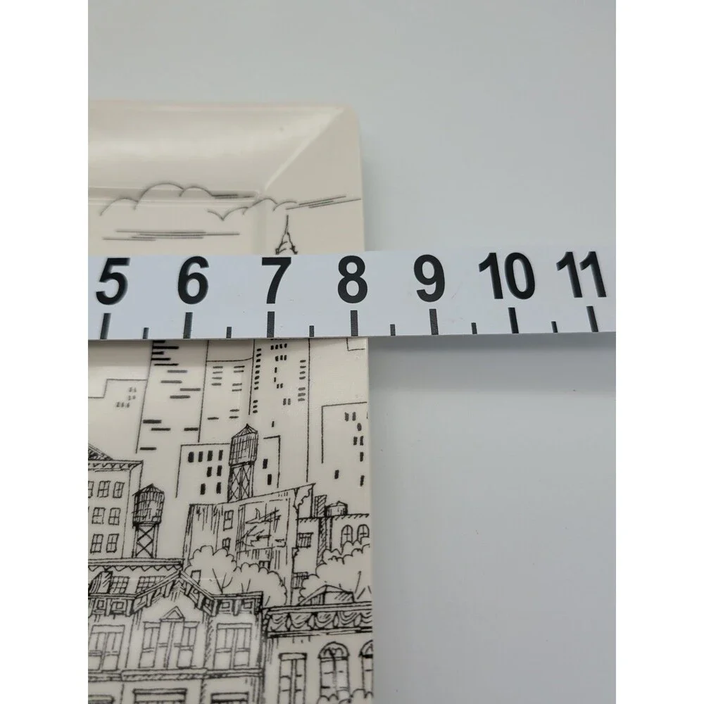 222 Fifth Square NY City Scenes Skyline Plate Lunch Salad Black & White